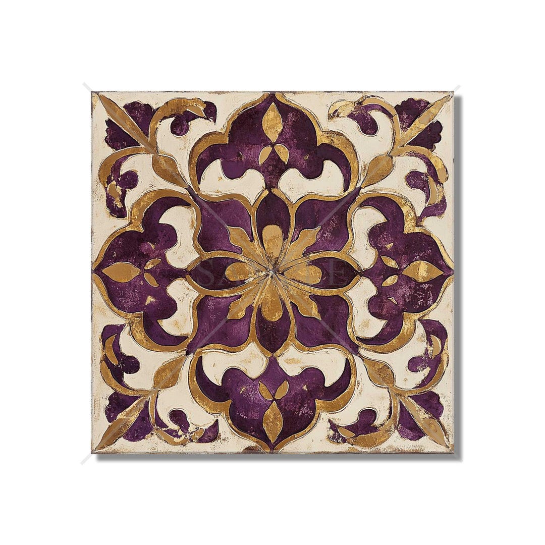 Purple Antique White Ceramic Tile Purple Patterned Unique Kitchen ...