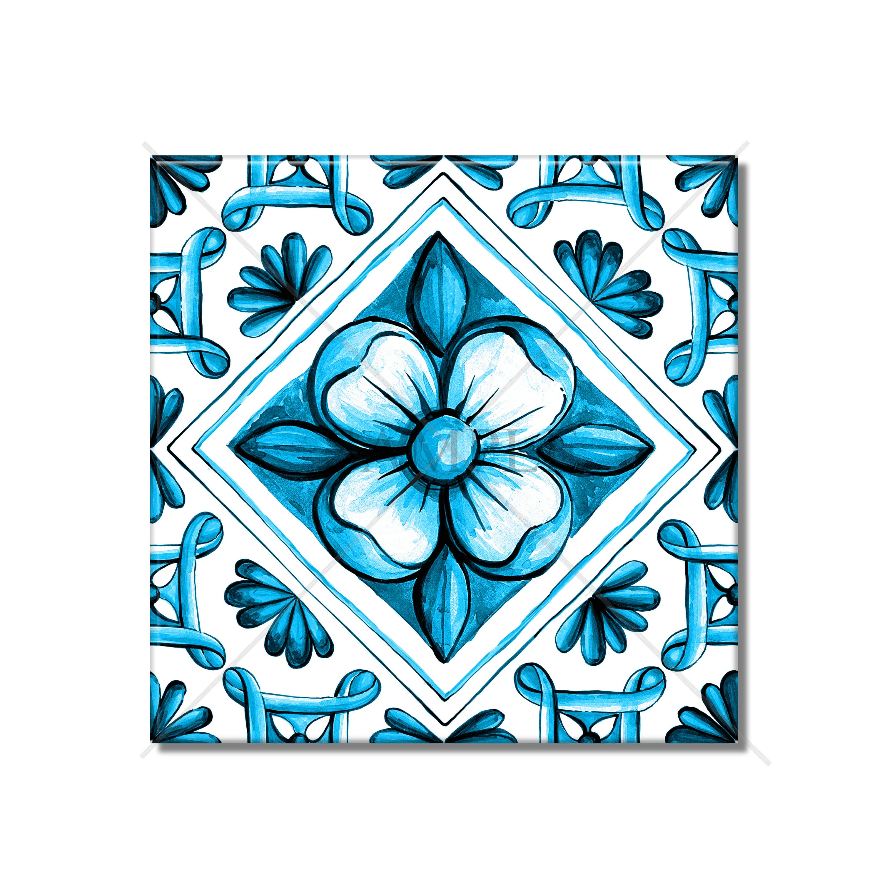 Blue Flower Ceramic Tile - Flower Design Ceramic Tile Kitchen ...