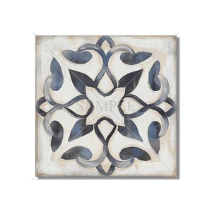 Blue Gray Beige Ceramic Tile - Vintage Aged Design Tile Backsplash - Blue Kitchen Tile - Unique Fireplace Tile - Patterned Bathroom Tile