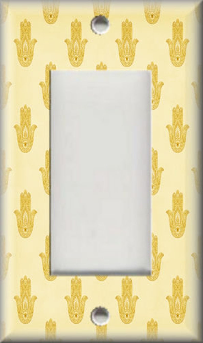 Free Shipping Metal Light Switch Plate Cover Switch Plates Outlet Covers Triples Vintage Hamsa Hand Home Decor Hamsa Pattern Yellow