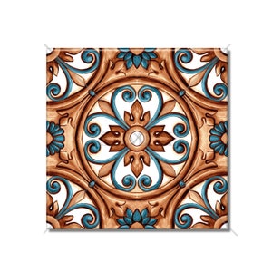 Copper And Teal Patina Ceramic Accent Tile - Decorative Backsplash Tile - Kitchen Wall - Tile For Bathroom Walls - Patterned Ceramic Tile