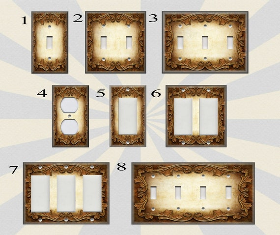 Ornate Frame Brown Tan Victorian Gothic Decor Metal Light Switch Plate Cover 