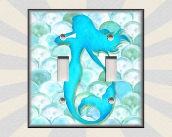 Mermaid Switch Plate Covers - Metal Beach Light Switch Plate Cover - Mermaid Decor - Beach Switch Plates Outlet Covers - Free Shipping