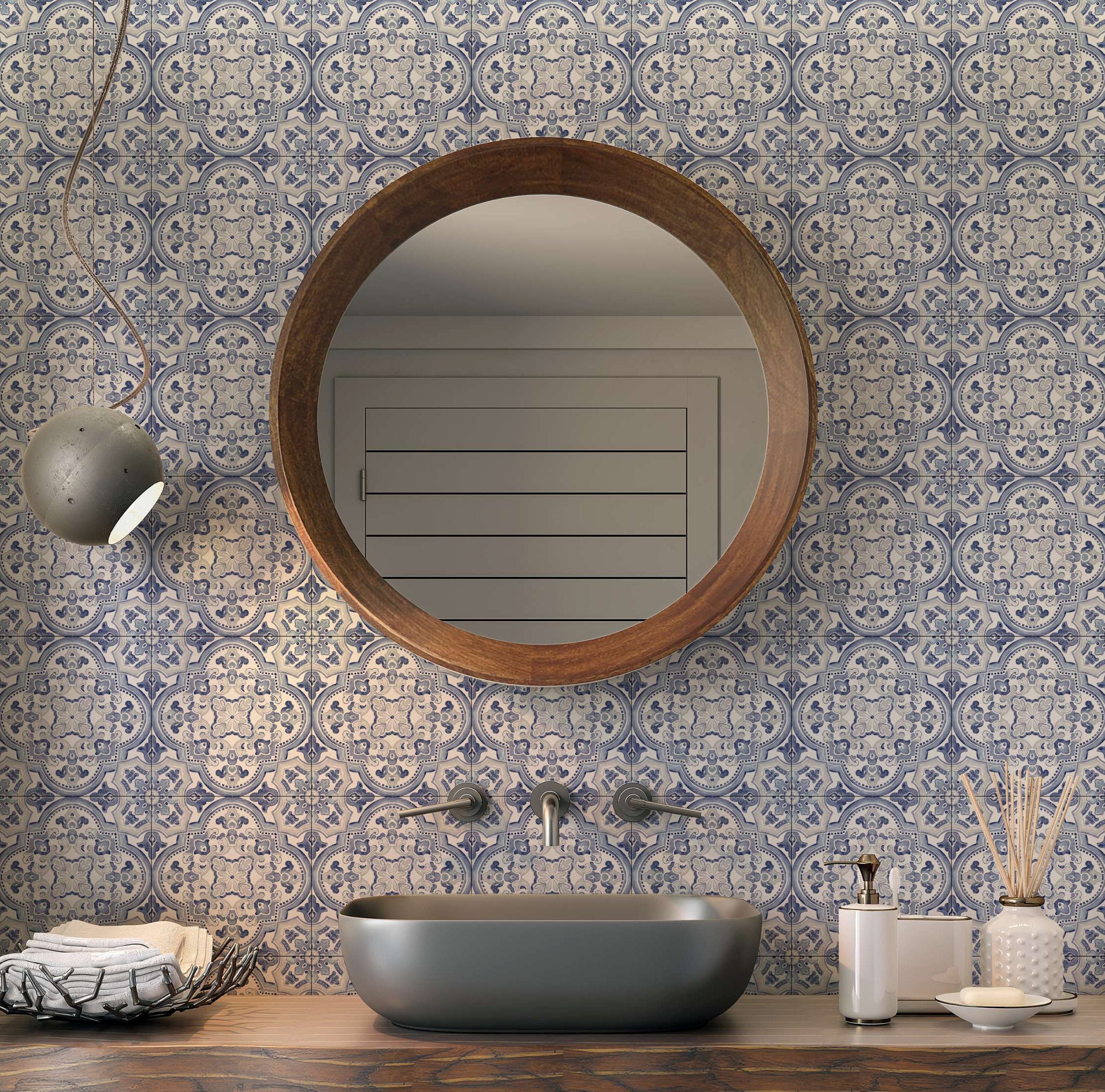 Blue and White Ceramic Tile Vintage Design Kitchen Backsplash Tile ...