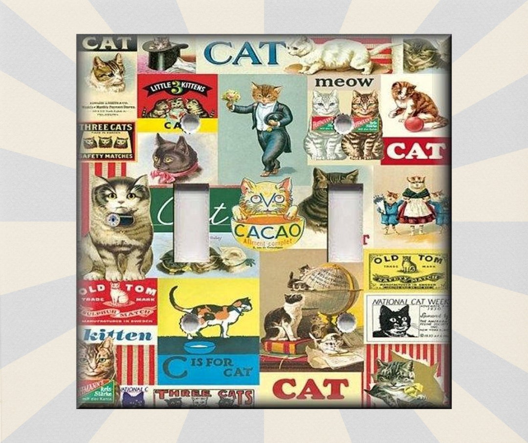 Vintage Cat Switch Plate Metal Light Switch Plate Cover Cat Home Decor