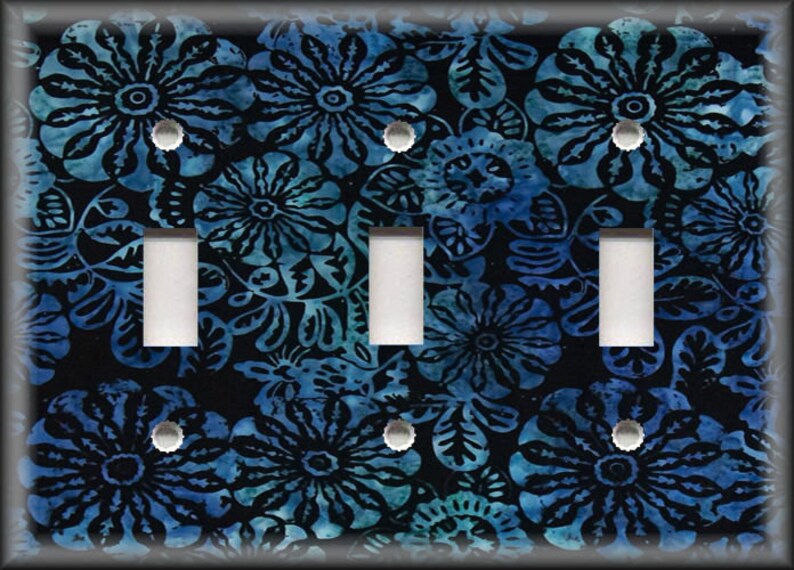 Metal Switch Plate Covers Batik Floral Pattern Dark Blue Etsy