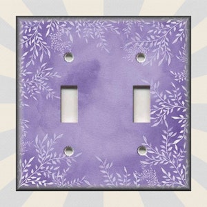 Watercolor Art Decor White Floral Lavender - Metal Light Switch Cover - Switch Plates And Outlet Covers - Home Decor