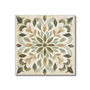 Neutral Green Beige Botanical Ceramic Tile Patterned Kitchen Backsplash Tile - Neutral Bathroom Tile With Leaves Ceramic Tile Free Shipping