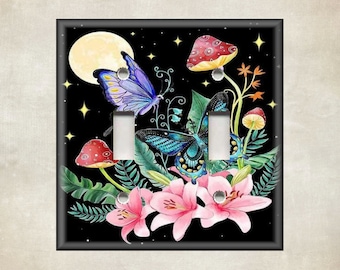 Celestial Decor Lunar Mushroom Design Vintage Mushroom Home Decor Switch Plates And Outlet Covers Metal Light Switch Covers Home Decor