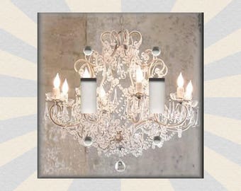 Crystal Chandelier Decor Design Chandelier Shabby Chic Decor - Metal Light Switch Covers - Wallplates Outlets Rocker - Free Shipping