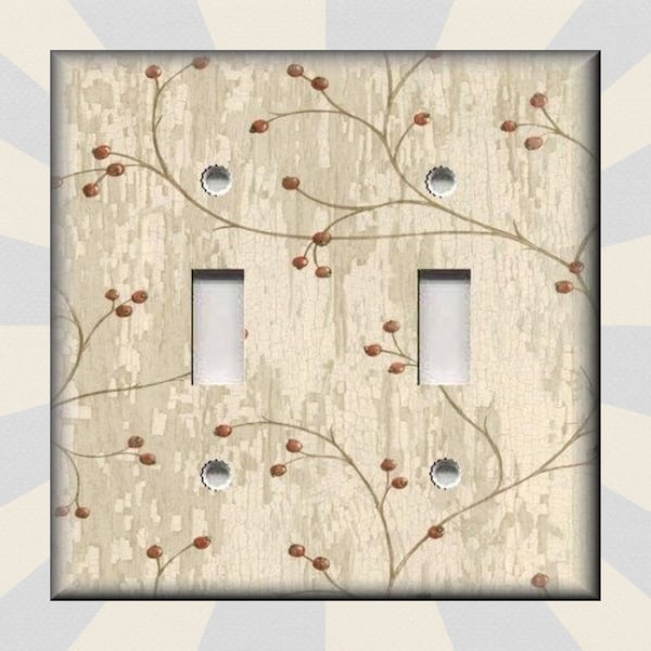 Country Barn Wood Berries Ivory Farmhouse Decor Country Decor - Metal Light Switch Plate Cover - Wallplates Outlets Rocker - Free Shipping