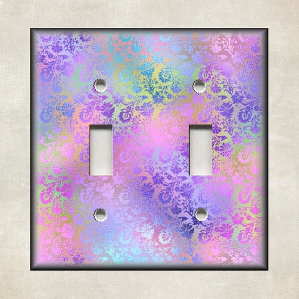 Metal Light Switch Cover - Unicorn Colors Floral Art Decor - Switch Plate Covers And Outlet Covers - Luna Gallery Designs - Free Shipping