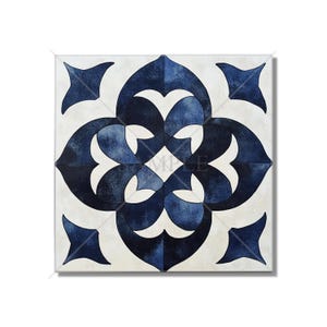 Dark Blue Ceramic Tile - Vintage Moroccan Tile Design - Navy Blue Kitchen Backsplash Tile - Blue Bathroom Wall Tile - Blue Fireplace Tile