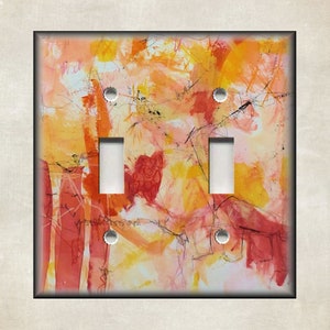 Abstract Art Home Decor Orange Red -  Metal Light Switch Cover - Switch Plate Covers And Outlet Covers - Luna Gallery - Free Shipping