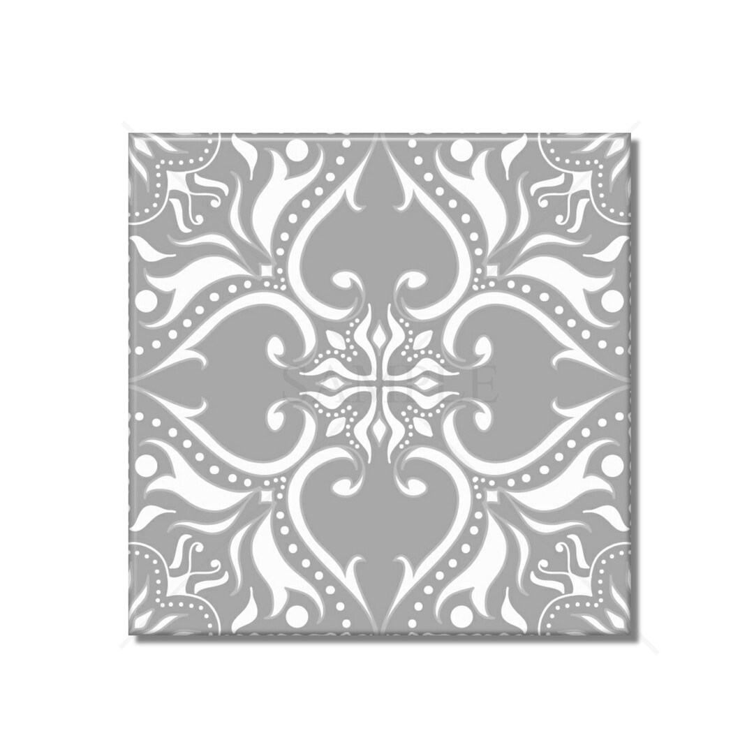 Gray and White Patterned Ceramic Tile Design Kitchen Backsplash Tile ...