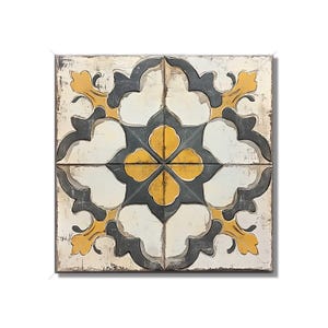 Antique Beige And Gold Patterned Ceramic Tile - Kitchen Backsplash - Beige Patterned Bathroom Tile - Vintage Design Beige Fireplace Tiles