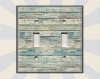 Beach Switch Plate Cover Aged Wood Design - Metal Light Switch Plates And Outlet Covers - Free Shipping Luna Gallery Designs