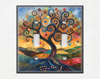 Funky Tree Art Design Metal Light Switch Plate Covers And Outlet Covers - Decorative Switch Plate Covers - Funky Tree Home Decor