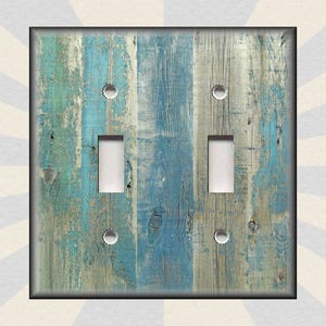 Beach Aged Wood Image Blue - Metal Light Switch Plate Cover - Coastal Home Decor - Beach Switch Plates Outlet Covers - Home Decor