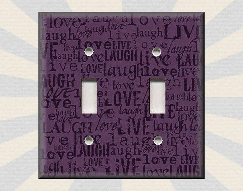 Metal Light Switch Plate Cover Live Laugh Love Home Decor Tree Black Grey 