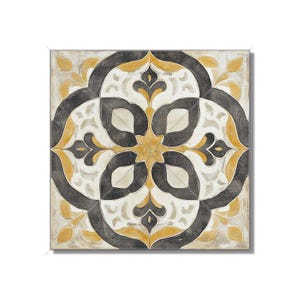 Antique Beige And Gold Patterned Ceramic Tile - Kitchen Backsplash - Beige Patterned Bathroom Tile - Vintage Design Beige Fireplace Tiles
