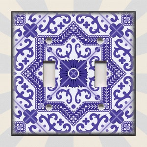 Metal Light Switch Cover - Moroccan Tile Design - Purple Moroccan Tile Home Decor - Wallplates Switch Plates And Outlets - Free Shipping