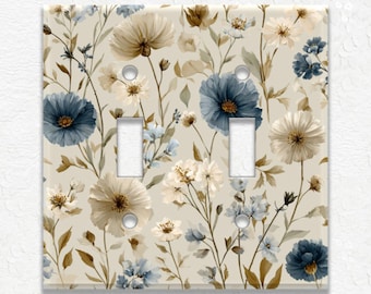 Botanical Floral Design Metal Light Switch Covers, Outlet Covers, Floral Design Wall Plates, Duplex Covers, Cottagecore Decor