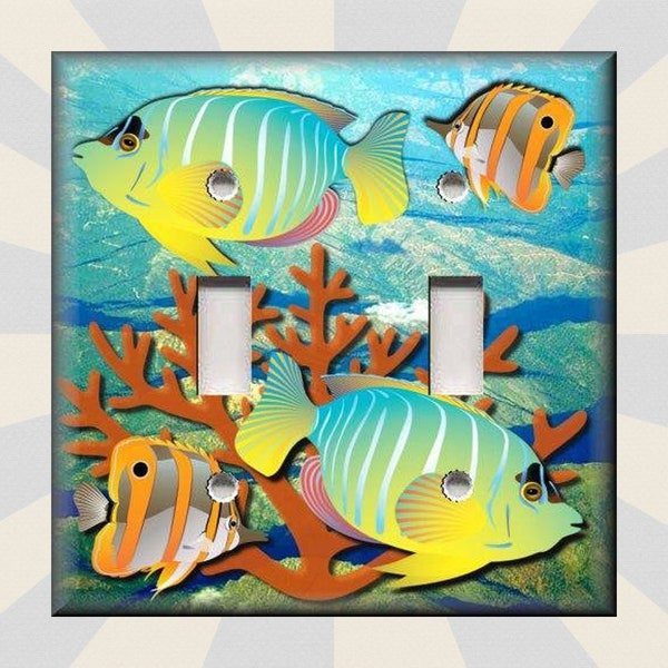 Colorful Tropical Fish Light Switch Plate Covers - Metal Light Switch Plate Cover - Beach Light Switch & Outlet Covers - Free Shipping