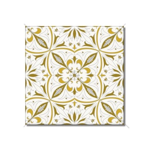 Gold And White Patterned Ceramic Tile Kitchen Backsplash Tile - Bathroom Tile - Ceramic Accent Tile Decorative Backsplash Tile Fireplace