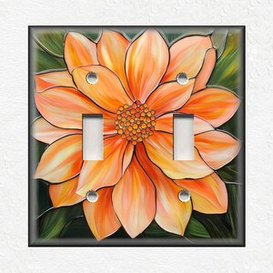 Stained Glass Flower Design Home Decor Flower Art Metal Light Switch Plate Cover Decorative Peach Switch Plates Outlet Covers Free Shipping