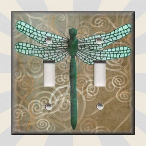 Dragonfly Switch Plate Cover Tan Swirl Dragonfly Home Decor - Metal Light Switch Plate Cover - Switch Plates And Outlets - Free Shipping