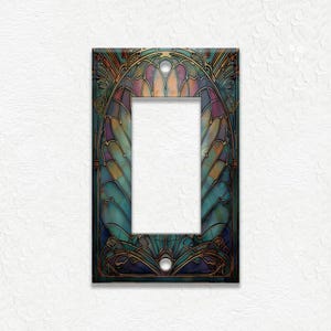 Antique Shell Design Vintage Art Nouveau Design Metal Light Switch Plate Covers And Outlet Covers - Home Decor - Art Nouveau Home Decor GFI/Rocker