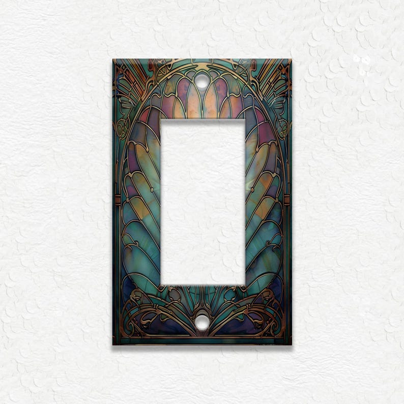Antique Shell Design Vintage Art Nouveau Design Metal Light Switch Plate Covers And Outlet Covers - Home Decor - Art Nouveau Home Decor GFI/Rocker