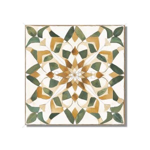 Green Tan Beige Ceramic Tile - Vintage Moroccan Tile Design - Kitchen Backsplash Tile - Bathroom Wall Tile - Decorative Patterned Tile