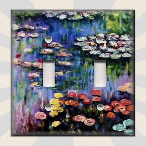 Monet Art Water Lillie's Monet Decor Floral Monet Art Decor - Metal Light Switch Plate Cover - Wallplates Outlets Rocker - Free Shipping