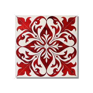 Ruby Red Decorative Ceramic Tile - Kitchen Tile Red Backsplash - Bathroom Tile - Red Patterned Fireplace Tile - Free Shipping