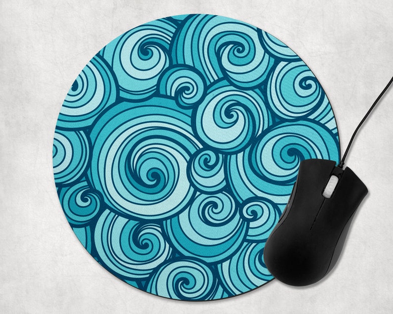 Mouse Pad Blue Swirls Abstract Art Home Decor Computer Mouse Etsy