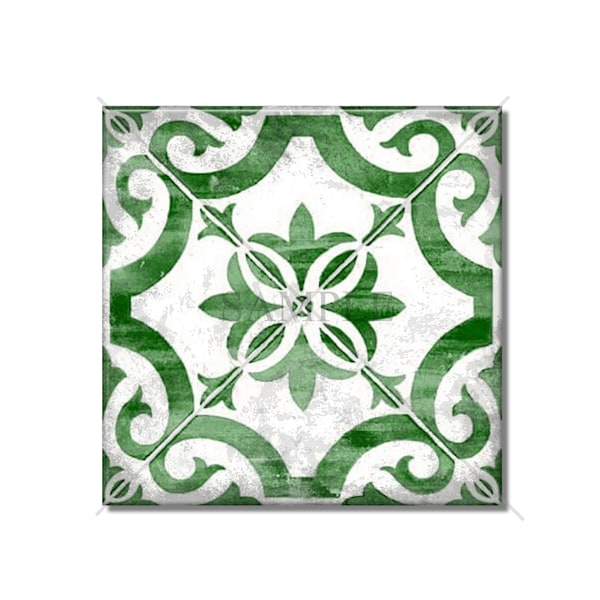 Green Decorative Ceramic Tile - Vintage Moroccan Design Ceramic Kitchen Backsplash Tile Patterned Ceramic - Green Bathroom Wall Tiles