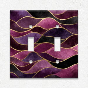 Purple Ombre Waves Metal Light Switch Plate Covers and Outlet Covers, Duplex Covers, Receptacle Covers, Decorative Wall Plates, Home Decor