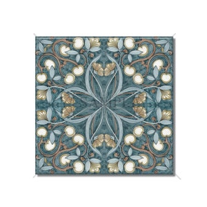 Art Nouveau Vintage Ceramic Tile Teal Tan Decorative Art Nouveau Design Tile - Kitchen Backsplash Tile - Bathroom Wall Tile  Patterned Tile
