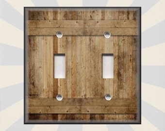 Country Decor Wood Design Farmhouse Home Decor - Metal Light Switch Plate Cover - Wallplates Outlets Rocker Triple Double - Free Shipping