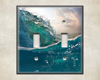 Big Ocean Wave Surfing Beach Home Decor - Metal Beach Light Switch Cover - Beach Switch Plate Covers And Outlet Covers - Free Shipping