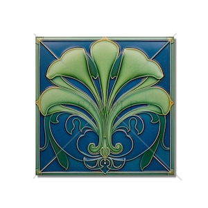 Vintage Art Nouveau Design Ceramic Tile Kitchen Backsplash Tile - Bathroom Tile - Antique Reproduction Tile Backsplash Tile Fireplace Tile
