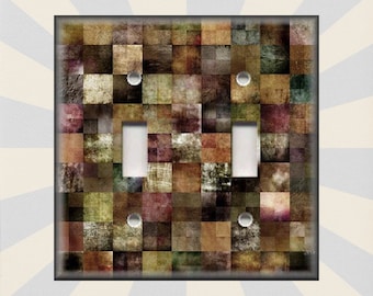 Brown Abstract Art Home Decor - Metal Art Light Switch Plate Cover - Shaded Blocks Switch Plates Outlet Covers - Free Shipping