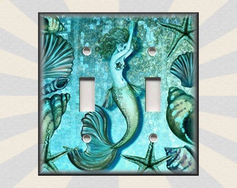 Mermaid Switch Plate Cover - Mermaid Decor - Metal Mermaid Light Switch Covers - Beach Switch Plates And Outlet Covers - Free Shipping