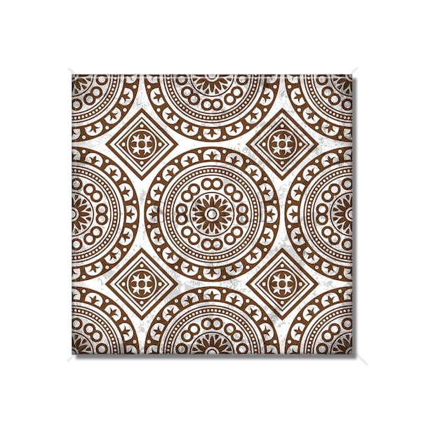 Brown Grey White Decorative Patterned Ceramic Tile - Vintage Tile Design Kitchen Backsplash - Tile Bathroom - Wall Tiles Patterned Tile