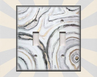 Marble Grey Gold White Home Decor Metal Light Switch Covers Abstract Art Switch Plates And Outlet Covers Luna Gallery Designs Free Shipping