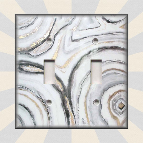Marble Grey Gold White Home Decor Metal Light Switch Covers Abstract Art Switch Plates And Outlet Covers Luna Gallery Designs Free Shipping