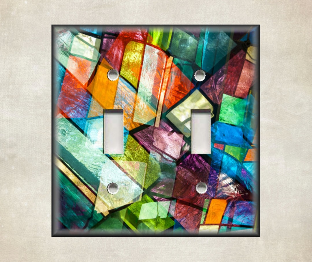 Abstract Art Multi Colored Bright Art Decor Art Light Switch Plate ...