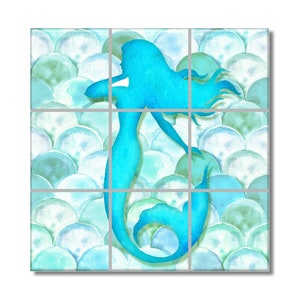 Ceramic Tile Mural - Tile Mural Beach Mermaid Art Design Tile Mural 12.75&quot;x12.75&quot; Or 18&quot;x18&quot; Backsplash Kitchen Mural Bathroom Tile Mural